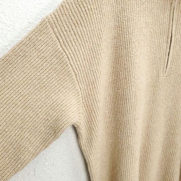 NWT Tan Mock Neck Quarter Zip Mini Sweater Shift Dress - Picture 9 of 13